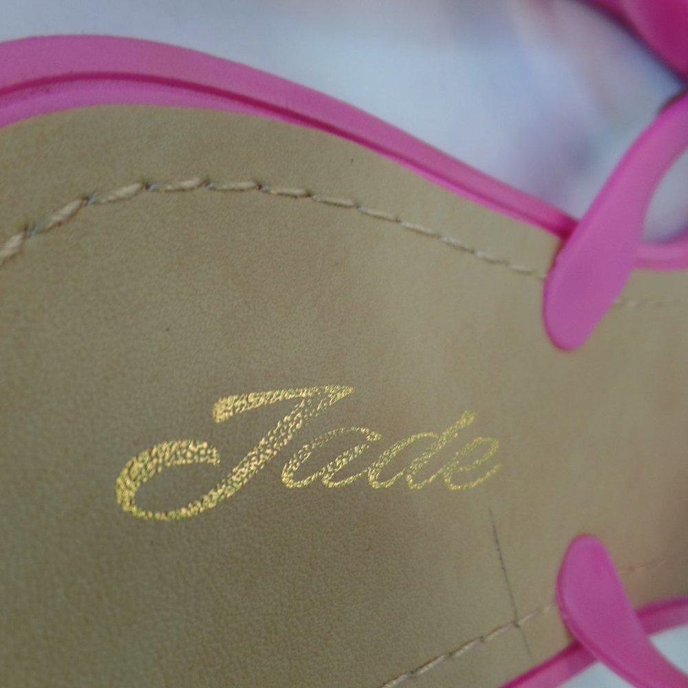 Jade Pink Sparkle Plastic  Flat Thong Sandals Sz 41 or US 10.5 - Picture 4 of 7